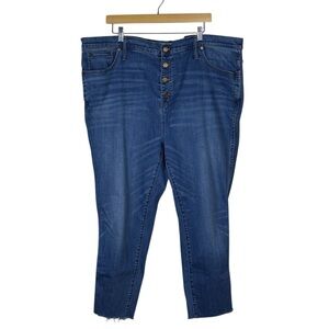 Madewell 10” High Rise Skinny Crop Jeans Womens Size 37T Button Fly Raw Edge Hem